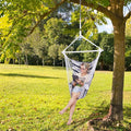 Hammock Chair Striped Rope Swing, Steel Spreader Bar, Black/Grey