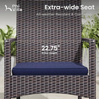 PHI VILLA Outdoor Dining Set for 8, Rectangular Wicker Table with Acacia Wood Top & Rattan Chairs with Cushions, 74” Large Modern Furniture Set for Patio, Deck, Backyard, Porch