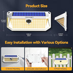 TECKNET 461 LED Solar Powered Outdoor Lights, 270° Angle & 3 Lighting Modes Motion Sensor Light Outdoor, Security Solar Lights Waterproof - 2 Pack, White Color & Warm Light