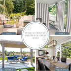 Elrene Home Fashions Highland Stripe Indoor/Outdoor Curtain Panel, 50 inches X 84 inches, Gray