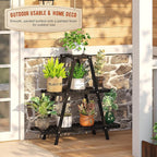 GHWIE Plant Stand Indoor Plant Shelf Outdoor bamboo Plant Rack, 3 Tiers Ladder Plant Holder Flower Stand for Living Room Balcony Garden Patio,Living Room Boho Home Decor for Gardening Gifts (Black)