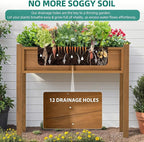 YITAHOME Elevated Garden Bed HDPE Raised Garden Bed with Legs & Drainage Hole Poly-Wood Weatherproof Elevated Planter Box Patio Planters for Vegetables Flowers Plant Bed for Garden, Teak