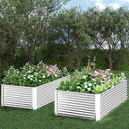 FRIZIONE 2pcs Tall 8x3x1.5ft Galvanized Raised Garden Bed Outdoor,Steel Garden Bed for Vegetables,Above Ground Garden Box for Flower,Metal Raised Beds for Gardening