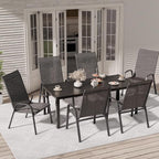 Patio Chairs Set of 6, Stackable Outdoor Dining Chairs for All Weather, Metal Modern Outside Furniture Chair for Pool Side, Garden, Backyard Deck, Dark Grey