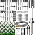 Wire Trellis for Climbing Plants Outdoor, 20-Set Wall Wire Trellis Kit with 1/8in x 98ft Stainless Steel Cable & Cutter, T316 Espalier System for Fence and Garden DIY Projects