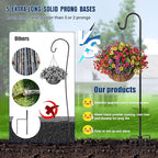 Ottsuls Shepherds Hooks for Outdoor - 60" Heavy Duty Bird Feeder Pole with 5 Prong Base, Adjustable Stand Hanger for Garden Plant, Hummingbird Feeder, Lantern Lights - Haning Wedding Decor (1 Pack)