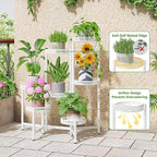 7 Tier Plant Stand Indoor Outdoor, Corner Tiered Plant Stands, Planter Display Rack for Multiple Plants, Wrought Iron Flower Stand, Folding Tall Plant Rack Shelf for House Patio Garden - WhiteWave