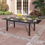 PHI VILLA Extra Large Expandable Patio Dining Table 99.2" × 35.5" Metal Outdoor Table for 6-10 Person, Metal Outdoor Dining Table with E-Coating for Garden Deck Yard- (Black)