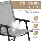 Yaheetech Patio Dining Chairs Set of 4 with Armrests, Outdoor Folding Chairs with Metal Frame and Backrest for Lawn, Garden, Yard and Poolside, Gray