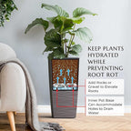 Mueller Janska M-Resin Heavy Duty Tall Planter, Indoor/Outdoor Grande Plant, Tree, Flower Pot, 2-Piece Set, 18”, Modern Design, Built-in Drainage, Mocha