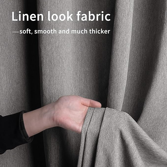 Easy-Going Linen Look Outdoor Curtains Waterproof Windproof Porch Curtains, Soft Thicken Outdoor Privacy Curtains for Patio, Gazebo, Grommet Top and Tab Bottom Drape, 1 Panel, 54x108 inch, Grey