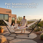 Sunnydaze Handwoven XXL Thick Cord Mayan Double Hammock for Outside - 625-Pound Capacity Heavy-Duty Outdoor Hammock - Natural