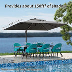 9x12FT Cantilever Patio Umbrella - Heavy Duty Double Layer Offset Design with 360° Rotation, Large Rectangle Sun Shade Umbrella for Garden, Deck, Pool, Backyard, Grey