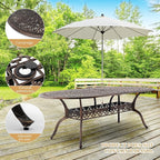 Outdoor Patio Dining Table - All-Weather Cast Aluminum 87" x 28.5“ Oval Patio Table with 2" Umbrella Hole for Balcony Lawn Garden Backyard