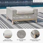 Signature Design by Ashley Seton Creek Casual Nuvella Weather Resistant Fabric Outdoor Ottoman with Cushion, Light Gray & Light Brown