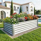 YITAHOME 6x3x3ft Large Raised Garden Bed Kit, Galvanized Metal Planter Box with Gloves, Support Rod, Outdoor Above Ground Planters for Plants Vegetables Flowers, Silver