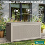 YITAHOME XXL 260 Gal Large Deck Box, Outdoor Resin Storage Box, Rattan Storage Container for Patio Furniture, Garden Tools, Waterproof, Lockable (Brown)