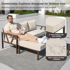 Outdoor Furniture Set, Outdoor Patio Couch Sectional with Ottoman, 3 Pieces Outdoor Patio Sofa Set Deep Seating with 6" Thick Cushions, Upgrade Beige