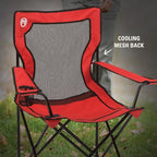 Coleman Broadband Mesh Quad Camping Chair with Carry Bag & Cup Holder, Cooling Mesh Back with Adjustable Arms, Great for Camping, Tailgating, Firepits, Patio, & More