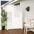 Casaphoria Metal Privacy Screen Outdoor, 72" H x 47" W Freestanding Decorative Privacy Screen for Patio Deck Balcony Garden with Stable Base, White Square