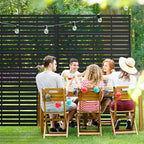 Casaphoria Metal Privacy Screen Outdoor, 72" H x 47" W Freestanding Decorative Privacy Screen for Patio Deck Balcony Garden with Stable Base, Black Adrian