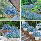 Bassion Artificial Flowers for Outdoors, 24 Bundles UV Resistant Fake Flowers Realistic Silk Faux Plants for Outdoor Planter Window Box Porch Patio Garden Home Outside Decorations