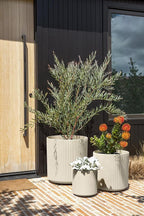 Veradek Demi Series Set of 3 Round Planters for Porch, Patio, Backyard | Durable Plastic-Concrete Material | Modern Décor for Tall Plants, Flower