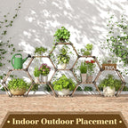 Tikea - Hexagonal Plant Stand Indoor Outdoor Large 11 Tiered Wooden Plant Shelf Indoor Creative Flower Decor for Living Room Balcony Patio