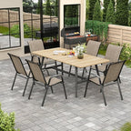Patio Chairs Set of 4, Stackable Outdoor Dining Chairs for All Weather Textilene Fabric & Metal Frame, Outdoor Chairs Set for Backyard Deck Garden (Brown, Set of 4)