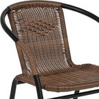 Flash Furniture Lila Medium Brown Rattan Indoor-Outdoor Restaurant Stack Chair