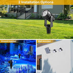 Blue Solar Spot Lights Outdoor,2 Pack Solar Landscape Spotlights IP65 Waterproof 9.8ft Cable, Auto On/Off Outdoor Wall Lights for Garden Yard Driveway Porch Walkway Pool (1-in-1)