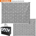 SAND MINE Waterproof Outdoor Rug 8x10 ft, Plastic Reversible Rug, Modern Area Rug, Large Floor Mat for Outdoors, RV, Patio, Backyard, Deck, Picnic, Beach, Camping (8' x 10', Black & White Lattice)