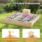 Giantex Raised Garden Bed, 49"x49"x10" Wood Planter Box Kit w/Compost Bin & Open-Ended Bottom for Vegetables, Flowers, Herbs, Fruits, Elevated Square Planting Bed for Patio, Backyard, Garden