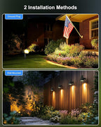 Brightown Solar Lights Outdoor with 58 LED & Auto ON/Off, IP67 Solar Spot Lights Outdoor with 3 Light Intensities. 2-in-1 Outdoor Solar Lights for Yard, Gardens, Flag and Pathways. 4Pcs (Warm White)
