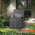 EasyUp 35 Gallon Resin Deck Box Waterproof, UV Resistant Outdoor Storage Box for Delivery, Patio, Garden,and Porch,Striped Black