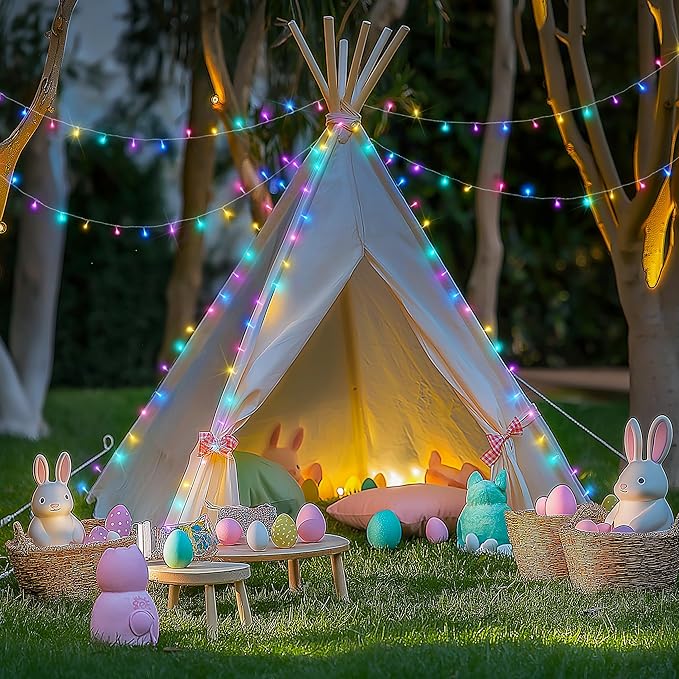 Easter String Lights, 168 ft LED Multicolor Clear Wire with Remote