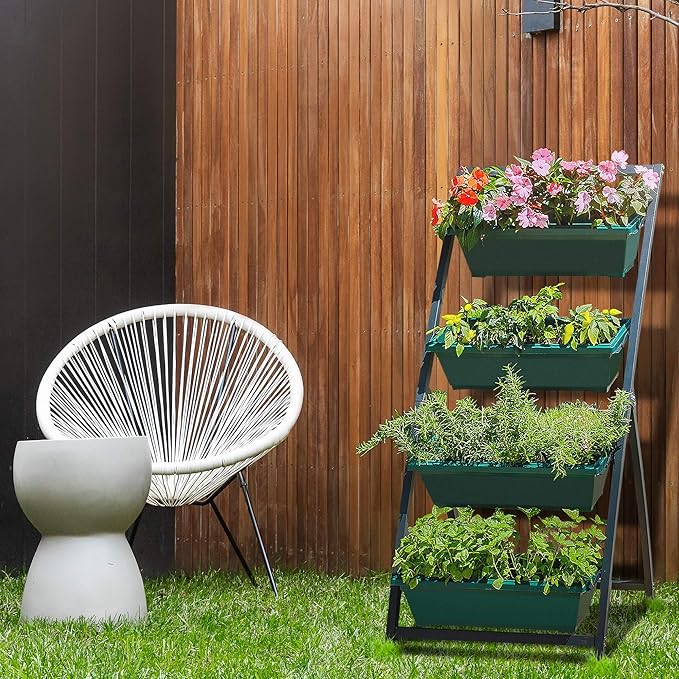 Outland Living 4-Ft Raised Garden Bed - Vertical Garden Freestanding Elevated Planters 4 Container Boxes - Good for Patio Balcony Indoor Outdoor - Perfect to Grow Vegetables Herbs Flowers