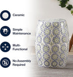 JONATHAN Y TBL1025A Lula 17.25" Suzani Ceramic Indoor/Outdoor Garden Stool, Blue/Green, Classic, Coastal, Bohemian, Traditional, Mediterranean, Cottage for Living Room, Garden, Outdoor, Home