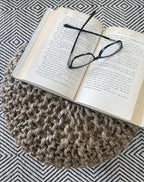 S & L Homes Pouf Ottoman - 100% Natural Jute Braided- Footrest Pouf Hand Knitted - Traditional Cord Boho Pouffe - for The Living Room, Bedroom, Nursery, Patio, Lounge (20" x 20" x 14")