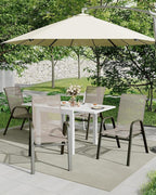 Outdoor Stackable Dining Chairs Set of 4, High-Back Patio Stacking Chairs, Patio Chairs with Textilene Farbic & Metal Frame for Lawn Backyard Deck Garden,Brown