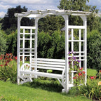 VINGLI Rustic Wooden Wheel Bench Outdoor Bench, Patio Bench Wagon Slatted Seat, Garden Benches for Outdoors 350lbs High Capacity, Weather Resistance (White, 55in)