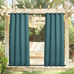NICETOWN 2 Panels Outdoor Curtains for Patio Waterproof & Windproof, Thermal Insulated Rustproof Top and Bottom Grommet Blackout Outdoor Curtain Drapes for Pergola, W52 by L95, Teal