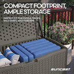 Suncast Extra Large Deck Box - 124 Gallon Resin Outdoor Storage Box with Lockable Lid for Outdoor Cushion Storage, Toys, & Garden Gear, Stoney Grey Wicker Bin for Patio, Porch, Pool, & Yard
