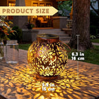 JOIEDOMI 2 Pack Outdoor Solar Hanging Lantern Lights, Waterproof Tabletop with Handle, LED Moroccan Lanterns, Metal Decorative Garden Solar Lights Spring for Patio, Lawn, Porch, Backyard