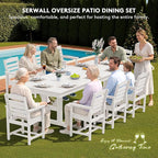 SERWALL Outdoor Dining Chairs Set of 4, All-Weather HDPE Patio Chair with 19.7" Widened Seat, for Backyard, Garden, White