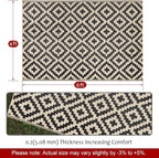 SAND MINE Reversible Mats, Plastic Straw Rug, Modern Area Rug, Large Floor Mat and Rug for Outdoors, RV, Patio, Deck, Beach, Camping (Black & Beige Lattice, 4' x 6', -3% to 5% Size Variance)