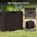 NEWBULIG 31 Gallon Outdoor Storage Box, Waterproof Deck Box with Lockable Lid, Patio Furniture Bench & Side Table, Easy Assembly, for Garden, Pool, Patio & Backyard Organization, Brown