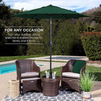 Best Choice Products 7.5ft Heavy-Duty Round Outdoor Market Table Patio Umbrella w/Steel Pole, Push Button Tilt, Easy Crank Lift - Green