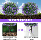 Artificial Boxwood Topiary Ball with Lavender, Set of 2 Artificial Shrub Bushes with Ground Spike, UV Resistant Fake Evergreen Plant Tree for Porch Outdoor Planters Indoor Valentine's Day