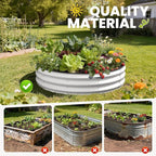 Galvanized Raised Garden Bed 4×4×1 FT, Round Metal Raised Garden Bed Outdoor Planter Box with Open Bottom, Rust-Resistant Steel Garden Bed for Vegetables Herbs Flowers, Easy Assembly